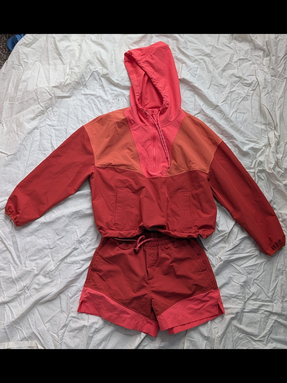 Old Navy Colorblock Red & Coral Hoodie Set